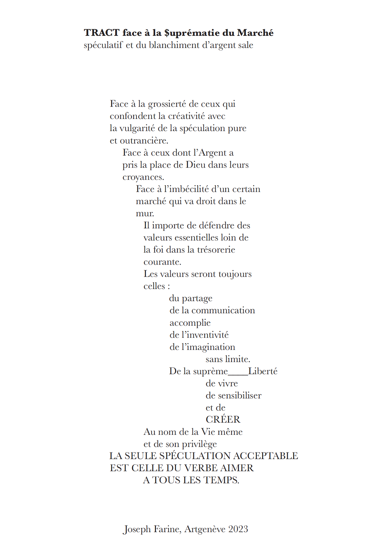 Manifeste Joseph Farine